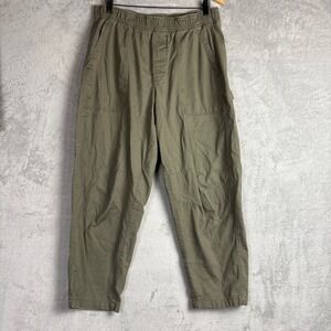 Old Navy Pulla Utility Pants Womens Large Olive Green High Rise Elastic Waist